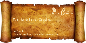 Matkovics Csaba névjegykártya