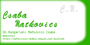 csaba matkovics business card